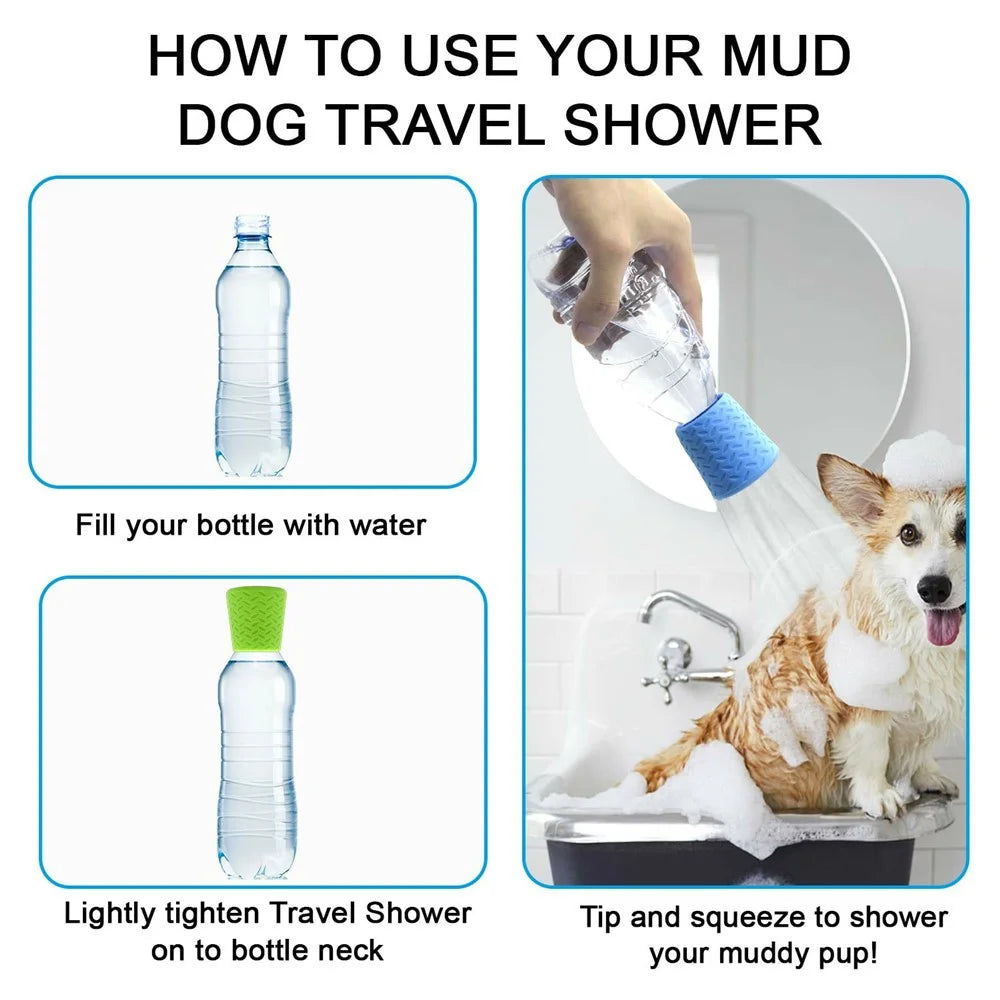 Portable Pet Shower Head Silicone Outdoor Cleaning Sprayer For Dogs  /  Cats Attachable to Water Bottles - Green - 3