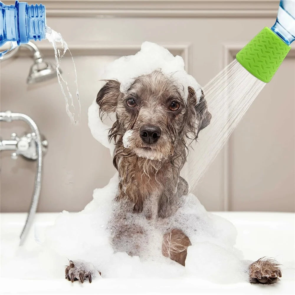 Portable Pet Shower Head Silicone Outdoor Cleaning Sprayer For Dogs  /  Cats Attachable to Water Bottles - Green - 7
