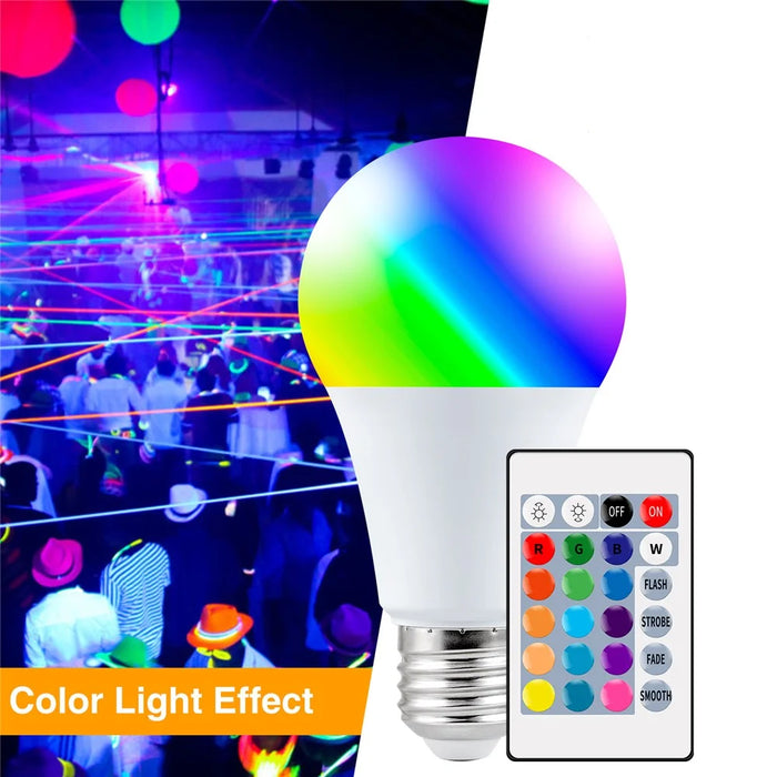 5W E27 RGB LED Bulb Light Remote Control Colorful Changing Home Decorative Atmosphere Lamp - Warm White - 2