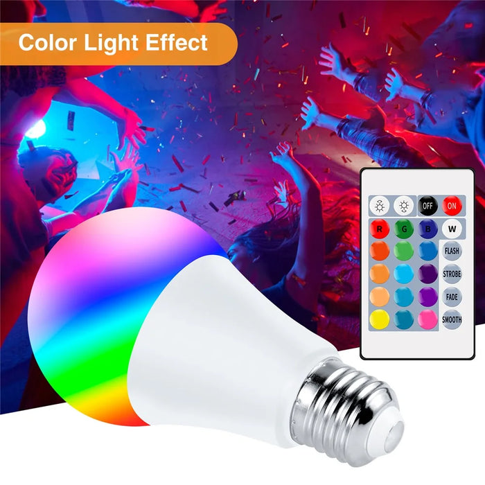 5W E27 RGB LED Bulb Light Remote Control Colorful Changing Home Decorative Atmosphere Lamp - Warm White - 6