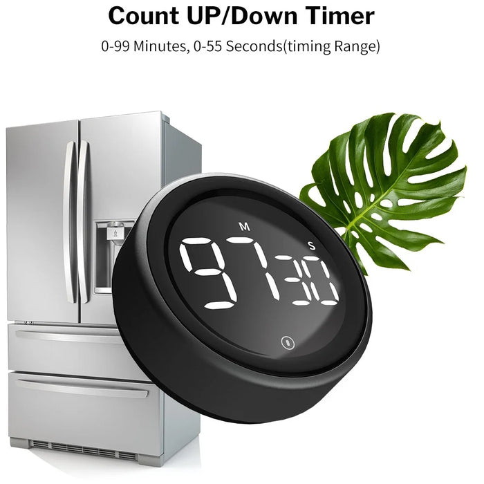 5250 Rotating Digital Kitchen Timer Magnetic Cooking Timer LED Counter Alarm Stopwatch Mechanical Electronic Timer for Baking Study Restaurant - 4