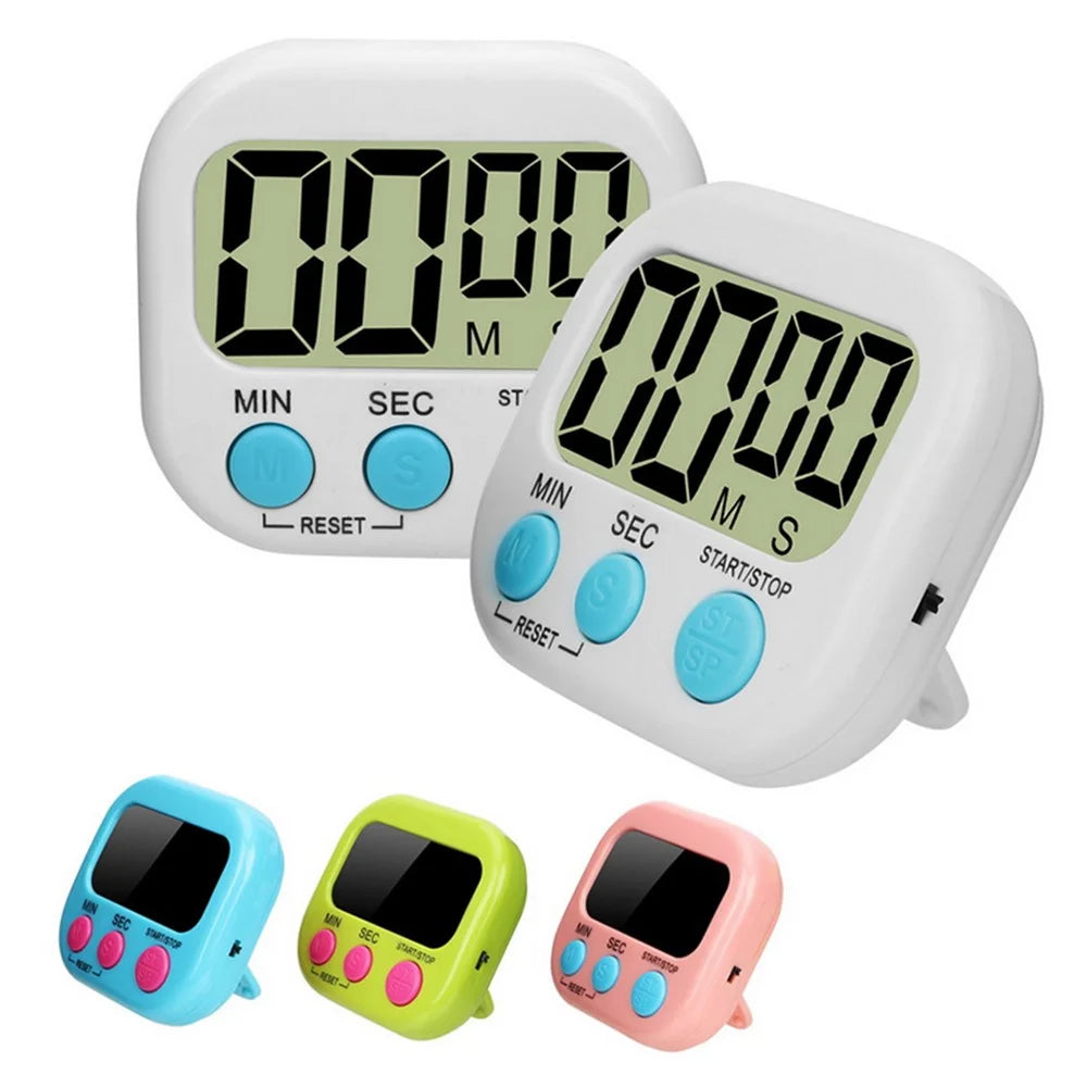 Digital Kitchen Timer Magnetic LCD Alarm Stopwatch Cooking Timer with Stand for Baking Sports Games - White - 5