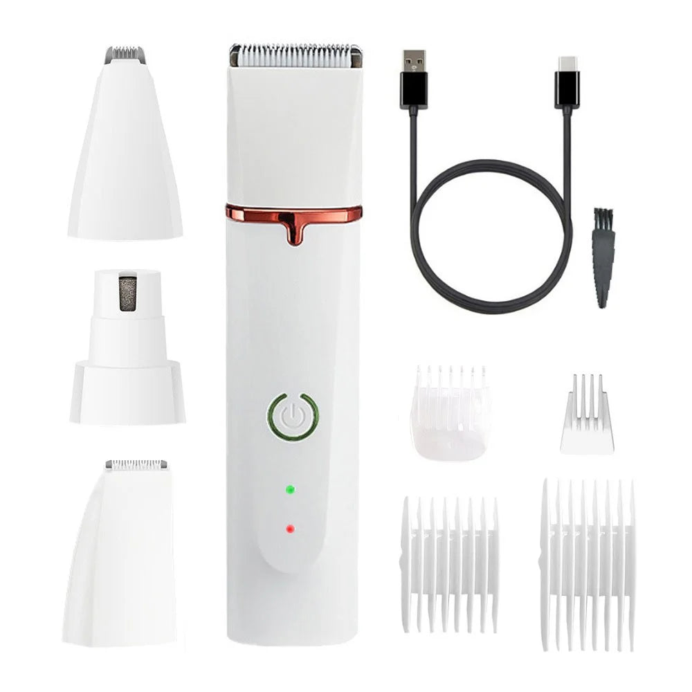 HD2050 4 in 1 Pet Electric Hair Trimmer with 4 Blades Grooming Clipper Nail Grinder Tool Kit (Charging Cable Color Random) - 1