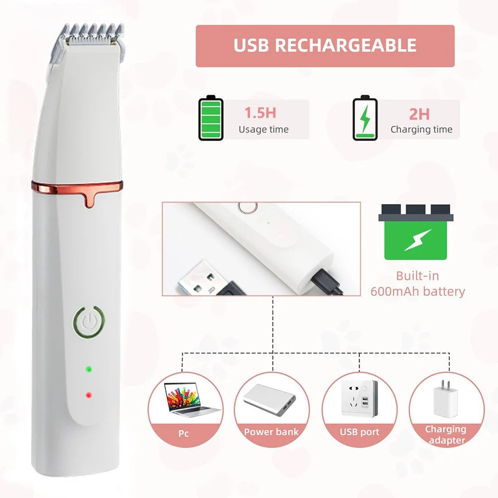 HD2050 4 in 1 Pet Electric Hair Trimmer with 4 Blades Grooming Clipper Nail Grinder Tool Kit (Charging Cable Color Random) - 4