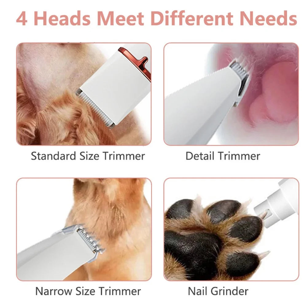 HD2050 4 in 1 Pet Electric Hair Trimmer with 4 Blades Grooming Clipper Nail Grinder Tool Kit (Charging Cable Color Random) - 6