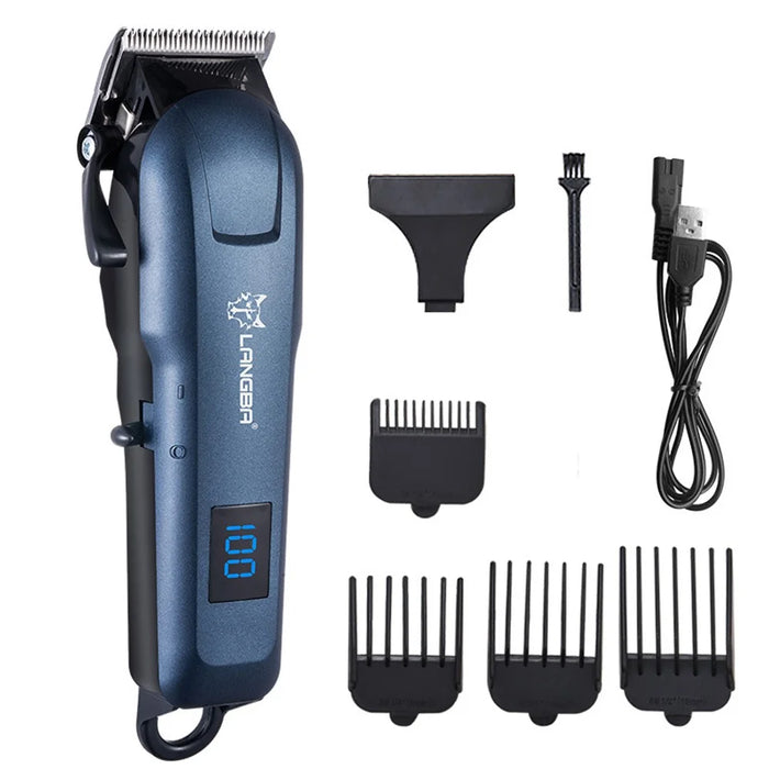 LANGBA Digital Display Cat Dog Clipper Electric Pet Trimmer Dog Grooming Clippers with 4 Limit Combs - Blue - 1