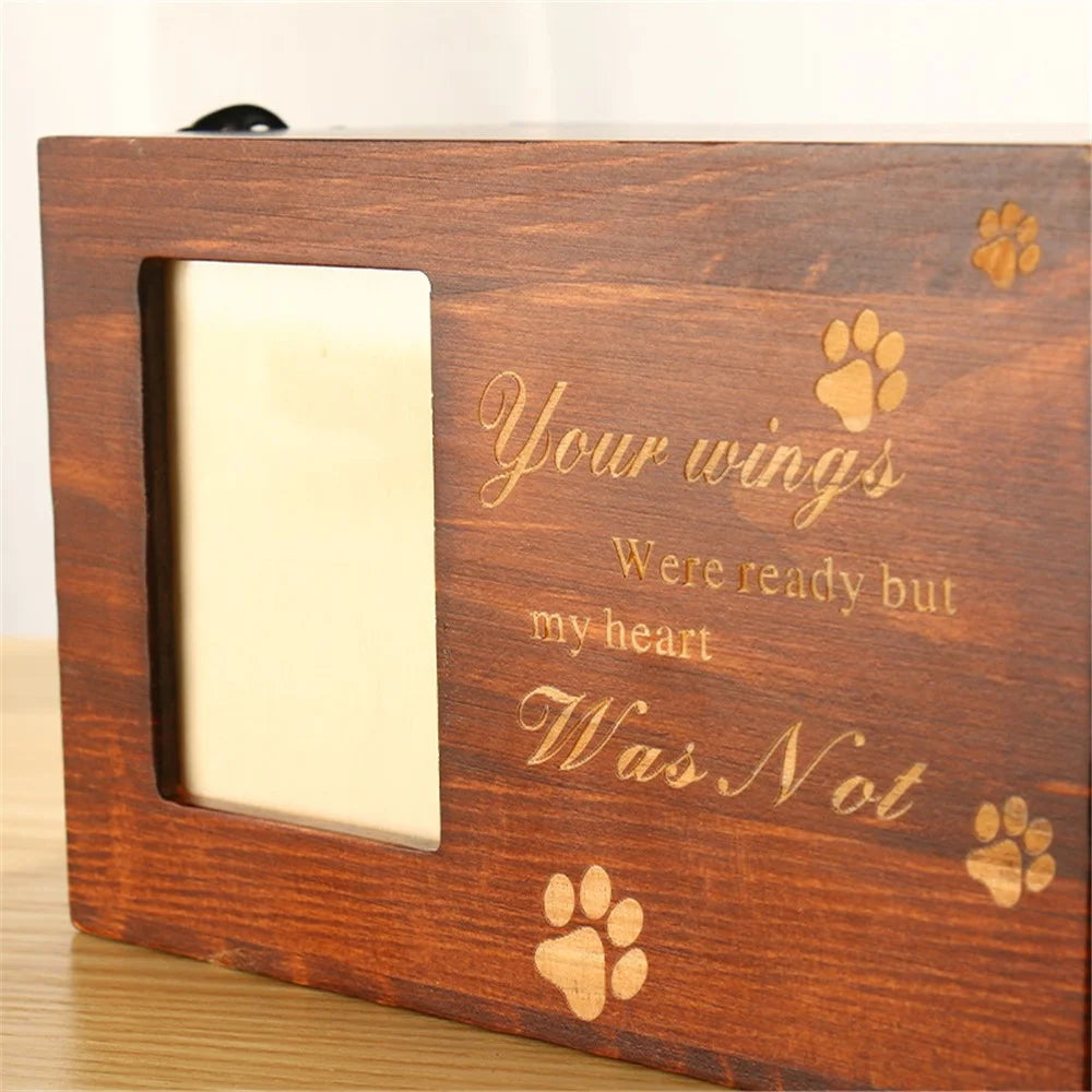 Wooden Pet Memorial Urns Dog Cat Ashes Memory Boxes Funeral Cremation Urns with Photo Frame - 6