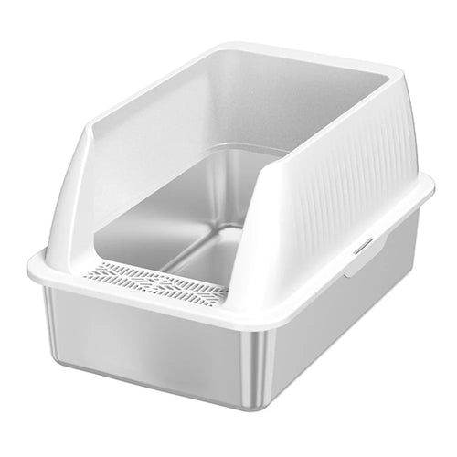 Heighten Pet Cat Litter Box Anti-splash Stainless Steel+ABS Cat Toilet - 1