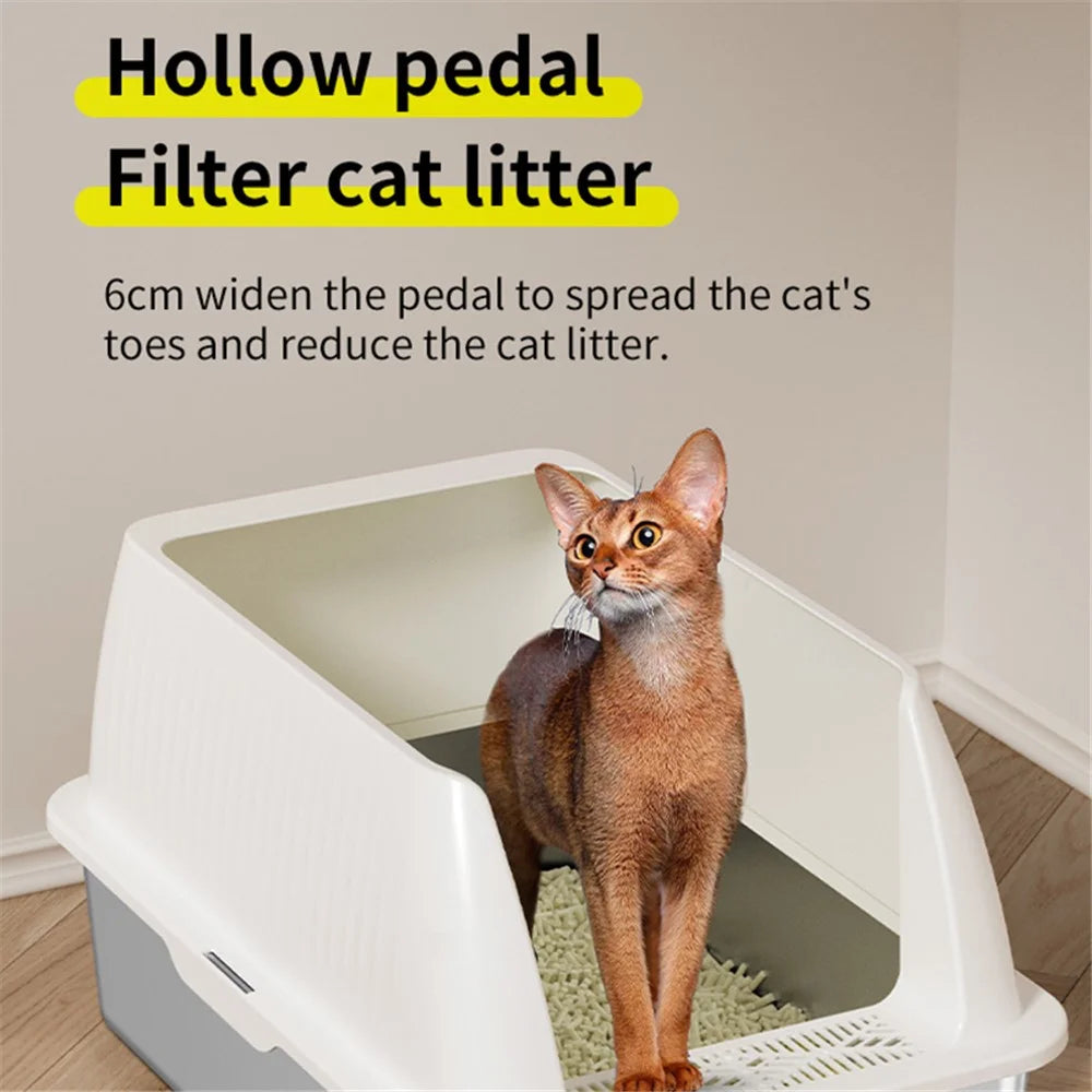 Heighten Pet Cat Litter Box Anti-splash Stainless Steel+ABS Cat Toilet - 5