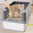 Large Opening Pet Cat Litter Box Anti-splash Stainless Steel+ABS Cat Toilet - Dark Grey - 3