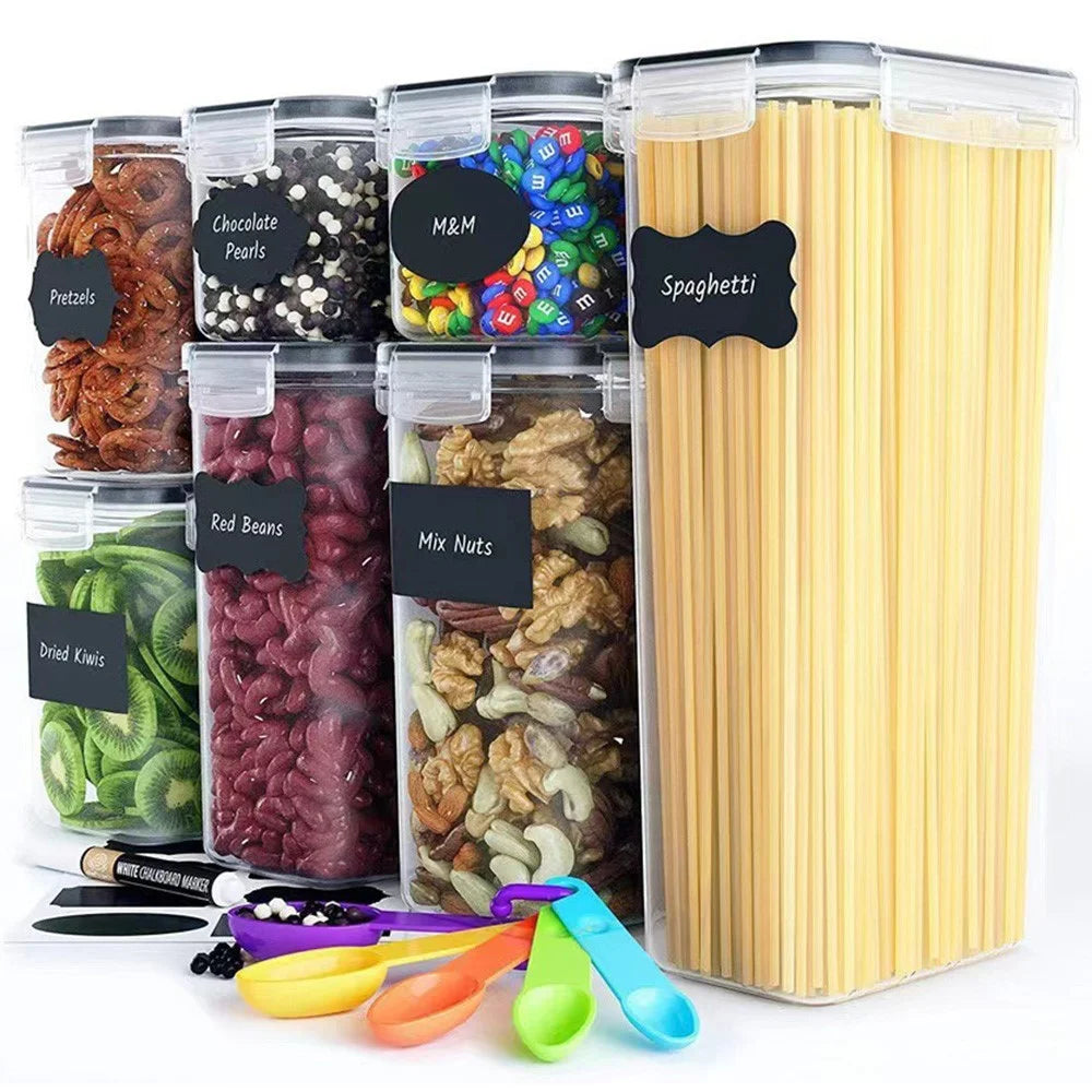 7Pcs / Set Kitchen Sealed Jar Grain Storage Box Refrigerated Odor-Free Transparent PP Fresh-Keeping Box (BPA Free, FDA Certified) - 1