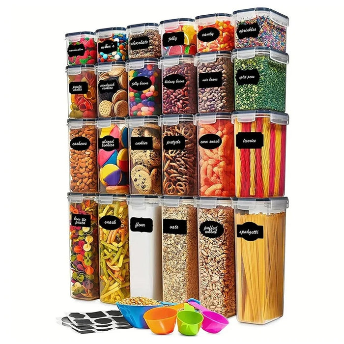 24Pcs / Set Kitchen Sealed Jar Grain Storage Box Refrigerated Odor-Free Transparent PP Fresh-Keeping Box (BPA Free, FDA Certified) - 1