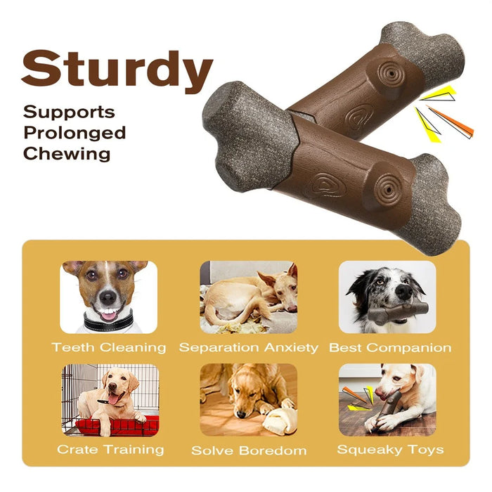 SZ-01 Dog Chewing Squeaky Toy Gift Wood Branch Plastic TPR Teething Stick (BPA Free, CPC / FDA / RoHS Certified) - 3