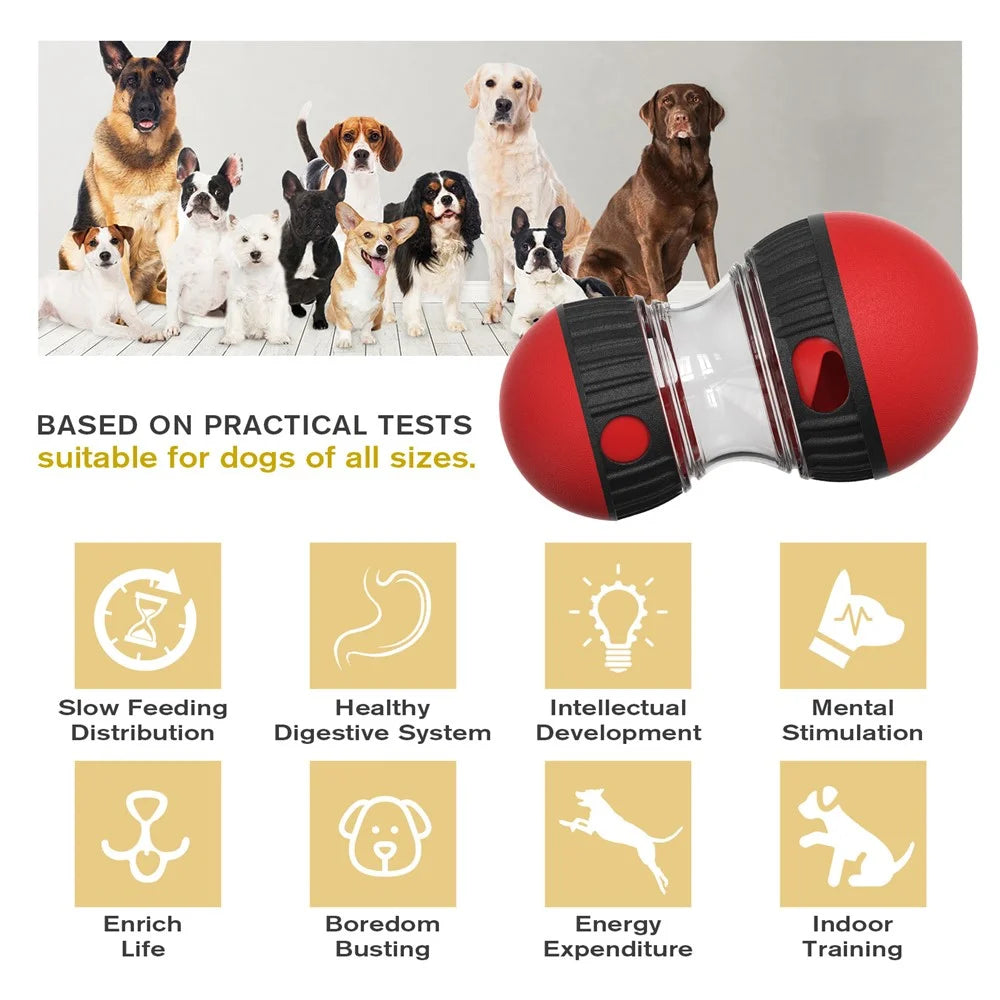 CJQ-01 Dog Food Dispenser Ball Slow Feeding Pet Puzzles Feeder Toy Gift (BPA Free, CPC / FDA / RoHS Certified) - Red - 3