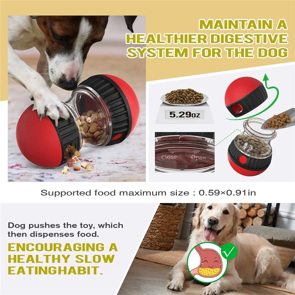 CJQ-01 Dog Food Dispenser Ball Slow Feeding Pet Puzzles Feeder Toy Gift (BPA Free, CPC / FDA / RoHS Certified) - Red - 5