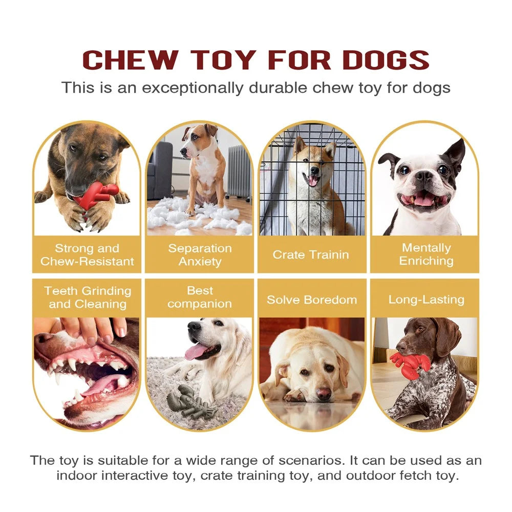 LX-01 Dog Chewing Teething Toy Lobster Pet Toy Gift for Medium Large Dogs (BPA Free, CPC  /  FDA  /  RoHS Certified) - Red - 3