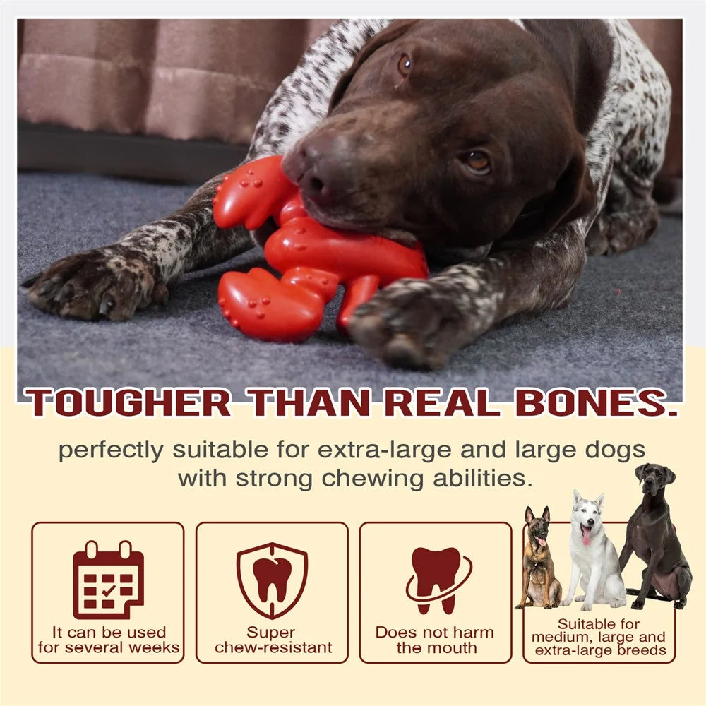 LX-01 Dog Chewing Teething Toy Lobster Pet Toy Gift for Medium Large Dogs (BPA Free, CPC  /  FDA  /  RoHS Certified) - Red - 4