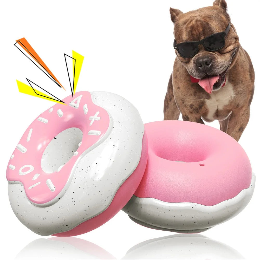 TTQ-1 Indestructible Tough Squeaky Dog Chew Toy Gift Doughnut Shape Pet Toy (BPA Free, CPC / FDA / RoHS Certified) - Pink - 2