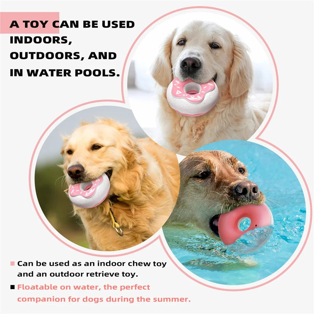 TTQ-1 Indestructible Tough Squeaky Dog Chew Toy Gift Doughnut Shape Pet Toy (BPA Free, CPC / FDA / RoHS Certified) - Pink - 4