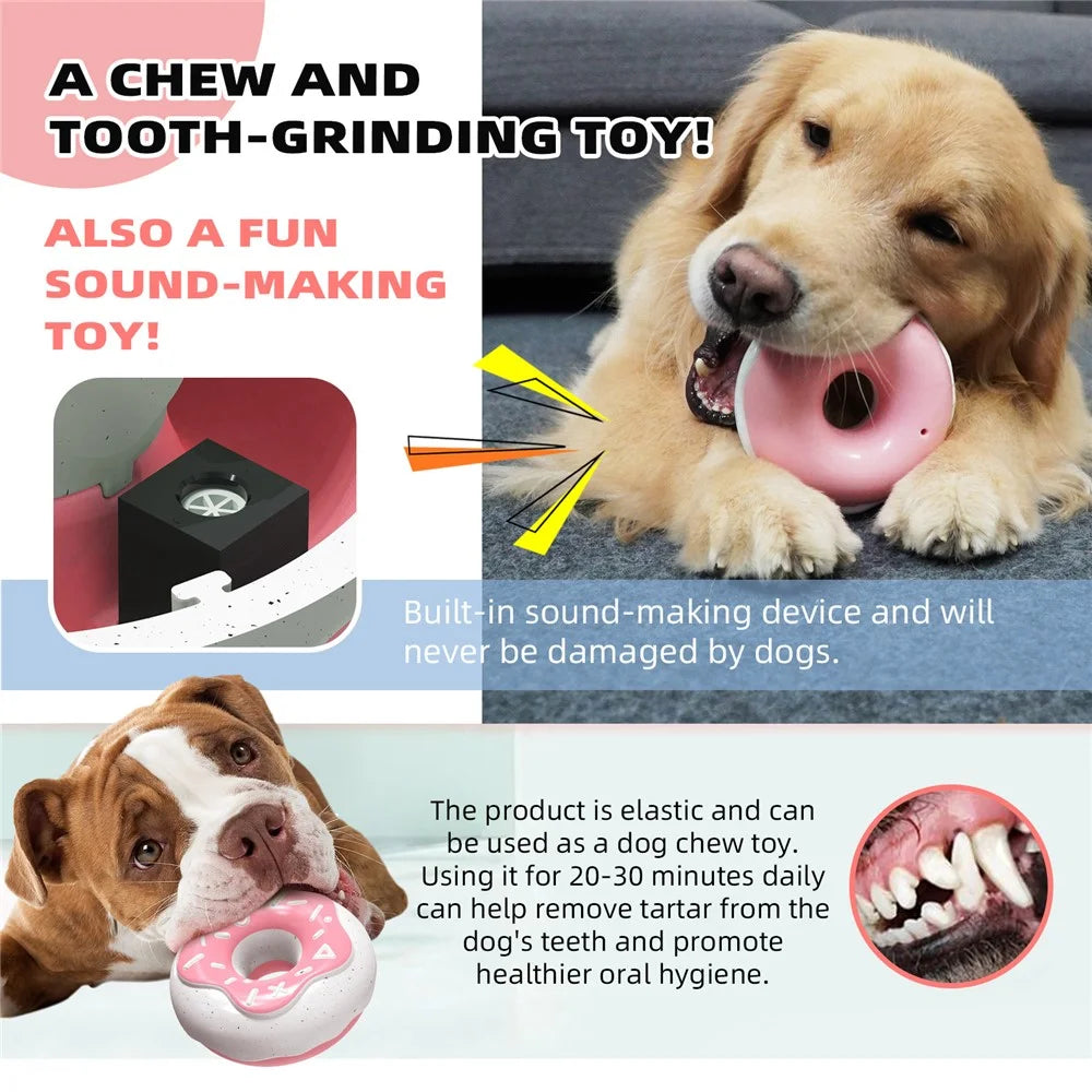 TTQ-1 Indestructible Tough Squeaky Dog Chew Toy Gift Doughnut Shape Pet Toy (BPA Free, CPC / FDA / RoHS Certified) - Pink - 5