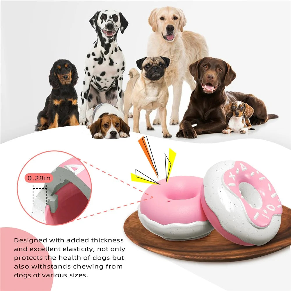 TTQ-1 Indestructible Tough Squeaky Dog Chew Toy Gift Doughnut Shape Pet Toy (BPA Free, CPC / FDA / RoHS Certified) - Pink - 6