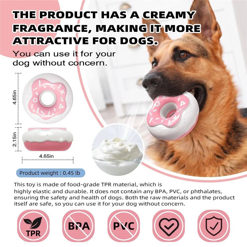TTQ-1 Indestructible Tough Squeaky Dog Chew Toy Gift Doughnut Shape Pet Toy (BPA Free, CPC / FDA / RoHS Certified) - Pink - 7
