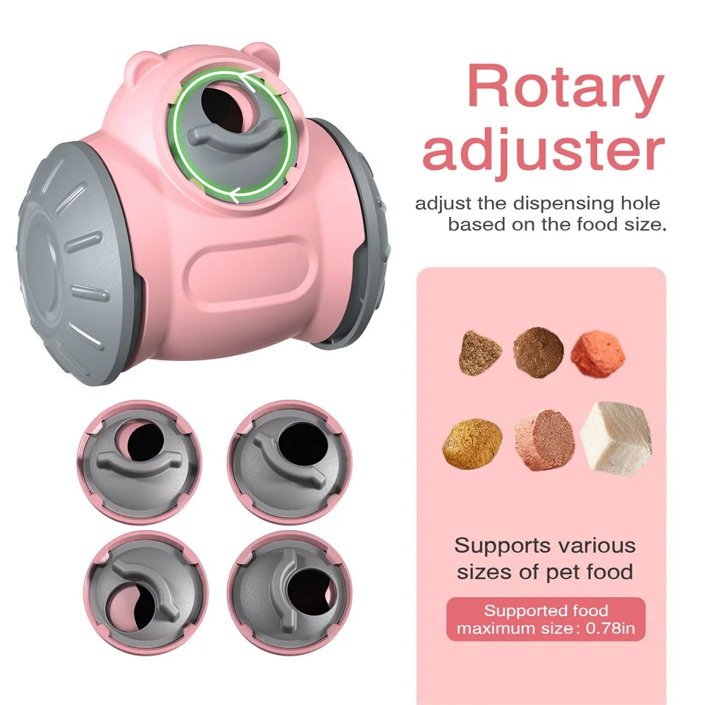 LSX-01 Rolling Dog Treat Dispenser Slow Feeder Tumbler Pet Toy Gift (BPA Free, CPC / FDA / RoHS Certified) - Pink - 4