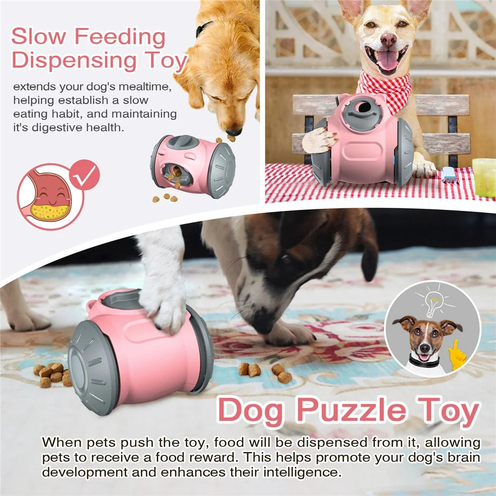 LSX-01 Rolling Dog Treat Dispenser Slow Feeder Tumbler Pet Toy Gift (BPA Free, CPC / FDA / RoHS Certified) - Pink - 6