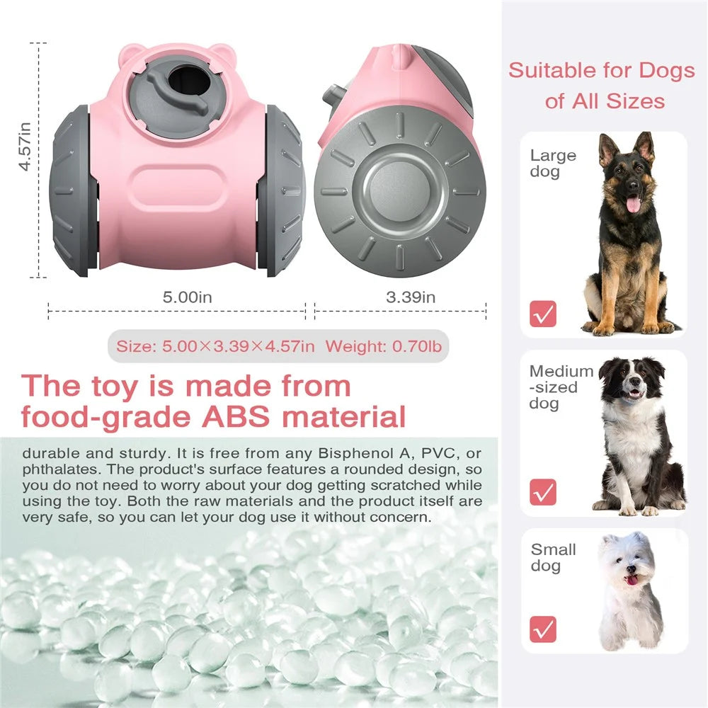 LSX-01 Rolling Dog Treat Dispenser Slow Feeder Tumbler Pet Toy Gift (BPA Free, CPC / FDA / RoHS Certified) - Pink - 7