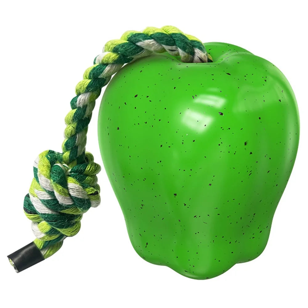 PG-01 TPR Dog Squeaky Chew Toy Gift Apple Fruit Pet Teething Toy (BPA Free, CPC / FDA / RoHS Certified) - Green - 1