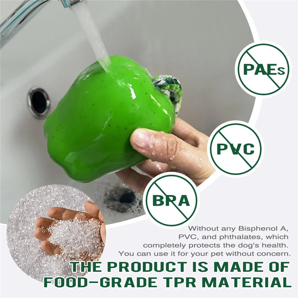 PG-01 TPR Dog Squeaky Chew Toy Gift Apple Fruit Pet Teething Toy (BPA Free, CPC / FDA / RoHS Certified) - Green - 6