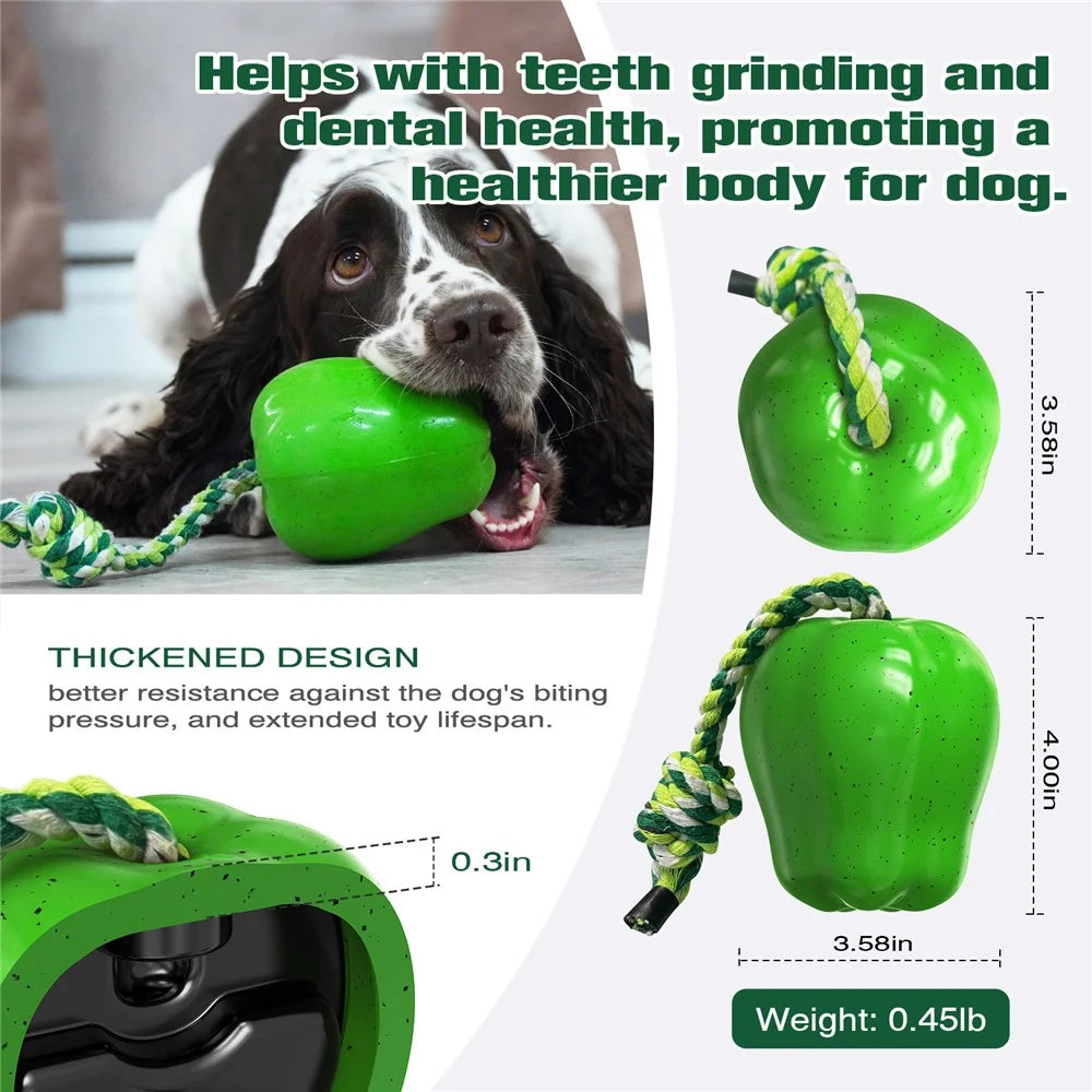 PG-01 TPR Dog Squeaky Chew Toy Gift Apple Fruit Pet Teething Toy (BPA Free, CPC / FDA / RoHS Certified) - Green - 7