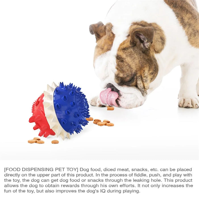 TTQ-01 Pet Dog Treat Ball Feed Dispenser Tooth Cleaning Bounce Toy Gift (BPA Free, CPC / FDA / RoHS Certified) - Red+White+Blue - 6