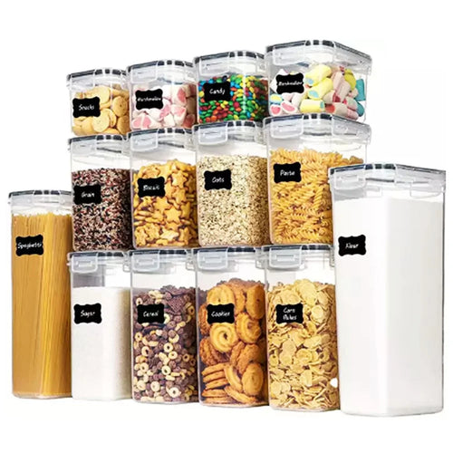 14Pcs / Set Kitchen Storage Jars with Lid Clear Airtight Storage Containers (BPA-Free, FDA / LFGB / FCM Certified) - 1