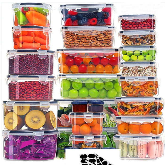24Pcs / Set Kitchen Food Storage Jars Airtight Clear PP Containers with Lid (BPA-Free, FDA / LFGB / FCM Certified) - 1