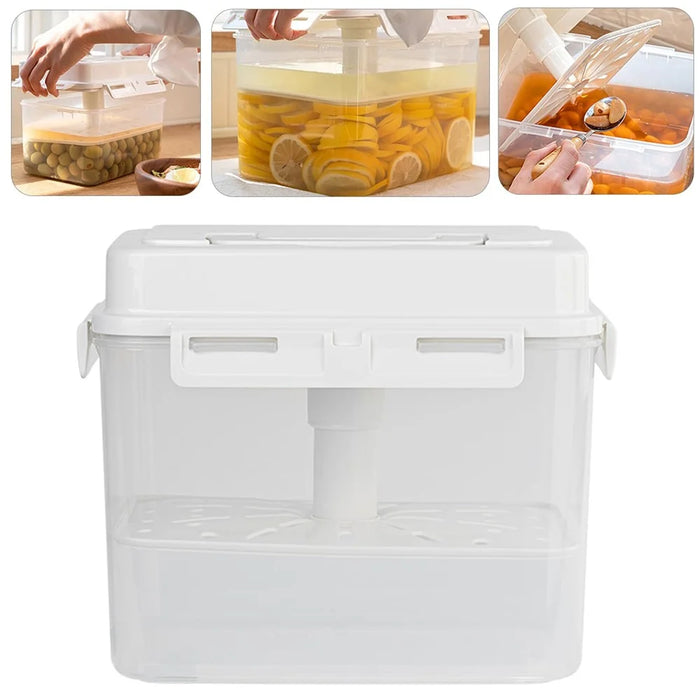 5L Pickle Kimchi Containers Press Plate Leakproof Airtight PP Storage Container with Handle - 2