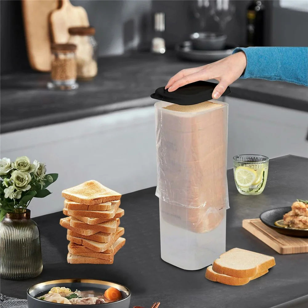 Airtight Bread Storage Container with Lid Transparent Plastic Kitchen Bread Box (BPA Free, No FDA) - Black - 3