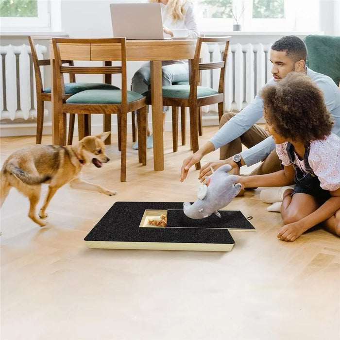 Solid Wood Dog Scratch Board with Retractable Food Box Pet Toy Nail File Trimmer - 7