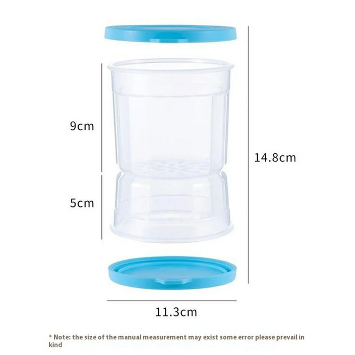 Hourglass Pickle Jar Dry Wet Separation Airtight Fridge Organizer for Kimchi Olives Pickled Vegetables (BPA Free, No FDA) - Blue - 6