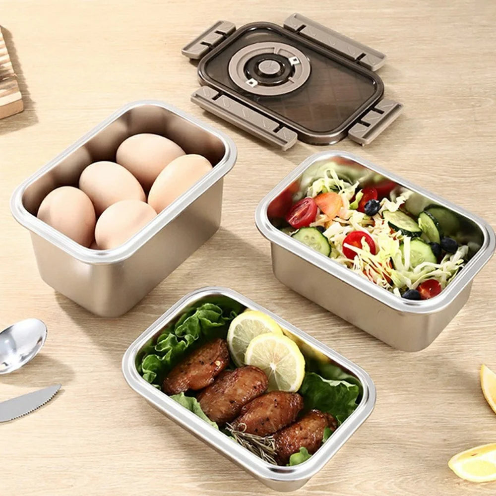 Stainless Steel Food Storage Container 1500ML Leak-Proof Salad Container with Lid (No FDA) - 3
