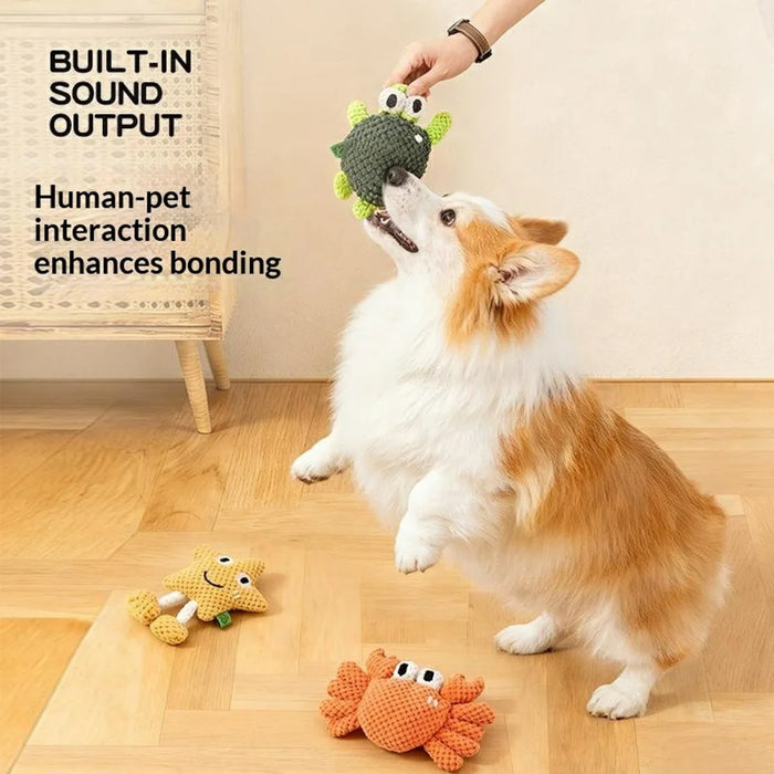 Ocean Animal Dog Rope Toy Squeaky Durable Pet Toys Turtle Crab Starfish for Chewing Playing - Turtle - 3