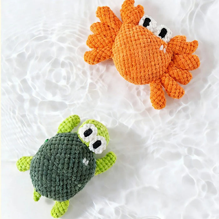Ocean Animal Dog Rope Toy Squeaky Durable Pet Toys Turtle Crab Starfish for Chewing Playing - Turtle - 7