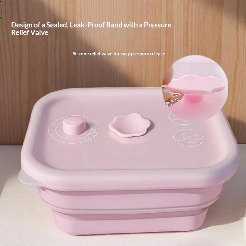 1500ml Rectangle Food Grade Silicone Collapsible Lunch Box Foldable Microwave Safe Storage Container (BPA-Free, FDA Certified) - Blue - 4