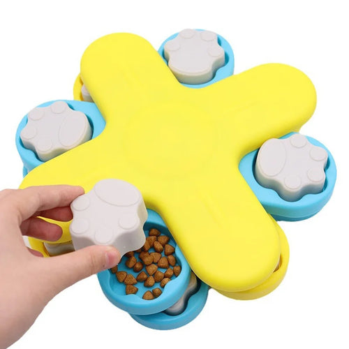 3-Layer Dog Puzzle Toy Slow Feeder Interactive Treat Dispenser for Pet Training (BPA Free, No FDA) - Yellow - 1