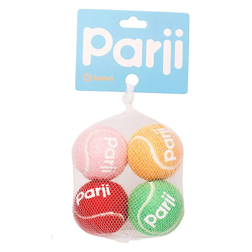 PARJI 4Pcs Size S 5cm Squeaky Dog Toy Balls Rubber Felt Tennis Balls for Dogs Outdoor Playing Training - 1
