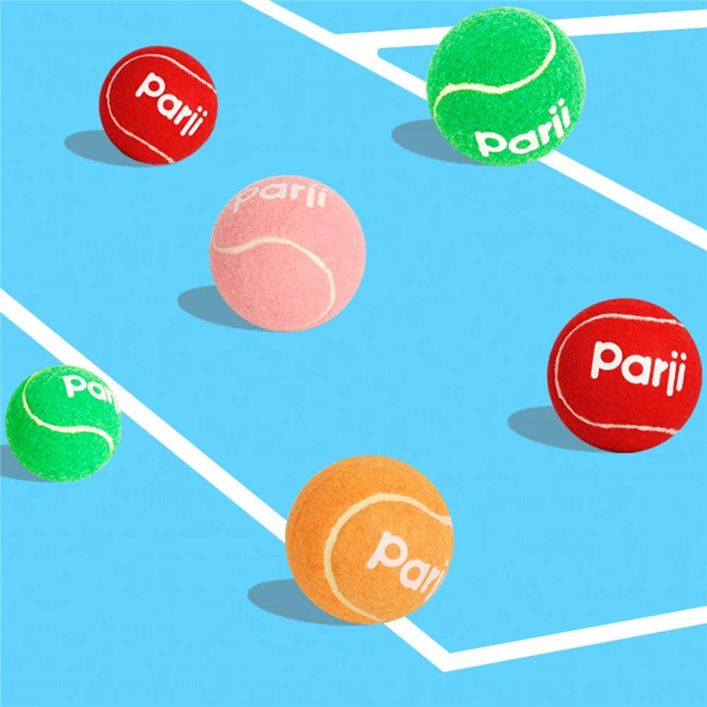 PARJI 4Pcs Size S 5cm Squeaky Dog Toy Balls Rubber Felt Tennis Balls for Dogs Outdoor Playing Training - 6