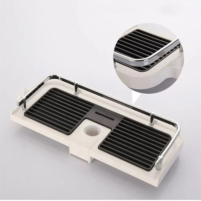 A2241 Bathroom Pole Storage Shelf No Drilling Lifting Bar Shampoo Tray Shower Head Holder with Double Hooks - 5
