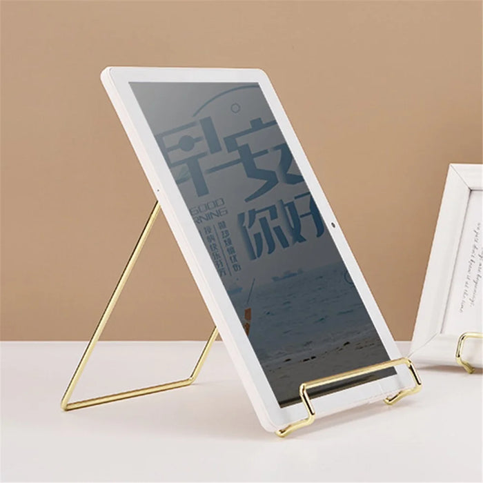 16 x 16.5 x 13.5cm Nordic Style Wrought Iron Magazine Storage Rack Gold-plated Tablet Stand Metal Holder for Cookbooks/Photographs - Size: L - 3