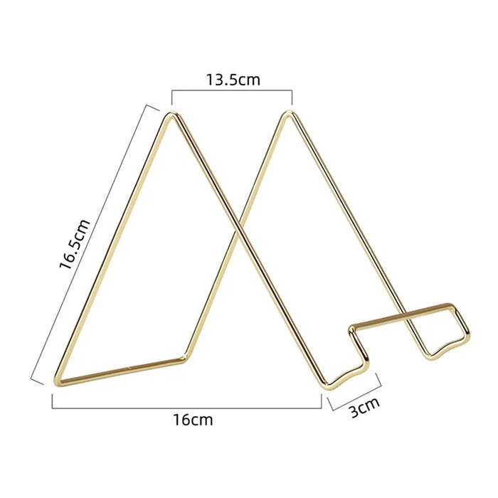 16 x 16.5 x 13.5cm Nordic Style Wrought Iron Magazine Storage Rack Gold-plated Tablet Stand Metal Holder for Cookbooks/Photographs - Size: L - 6