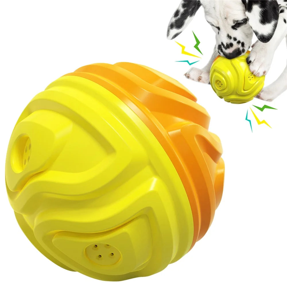 YSQ-03 TPR Pet Squeaky Toy Gift for Puppy Dog Chew Toy with Sound Teething Teeth Cleaning Ball Tool for Dog Teeth Grinding (with FDA, BPA-Free) - Yellow / Orange - 1